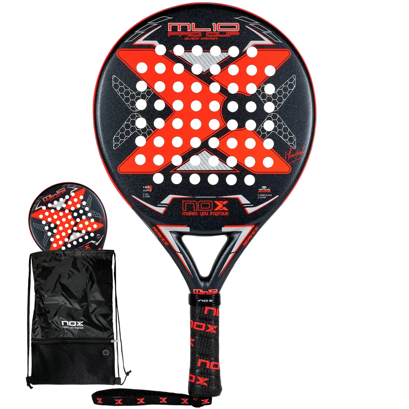 NOX ML10 PRO CUP BLACK EDITION ARENA Padel Racket 2023 racket with cover bag Image 1